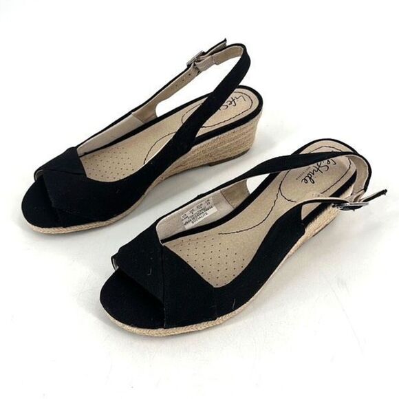 NWOT LifeStride Women's Socialite Wedge Sandals Black Brown Size 8.5 - Picture 2 of 8